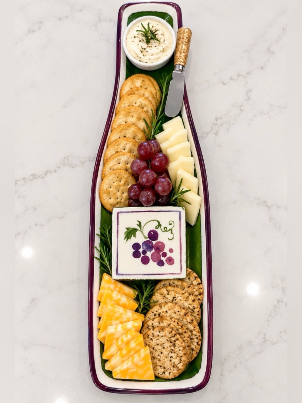 Hallmark Winebottle Shape Servering Plater with Spreader NWOT